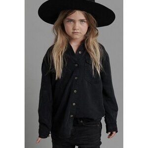 New One Teaspoon Original Liberty Shirt Girls 6-7 Fox Black Long Sleeve Blouse